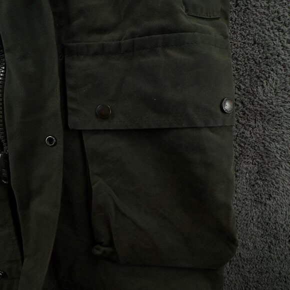 Country Style Cotton Waxed Jacket Full Zip Cargo Pockets Youth Size 32 Green Boy - Picture 12 of 16